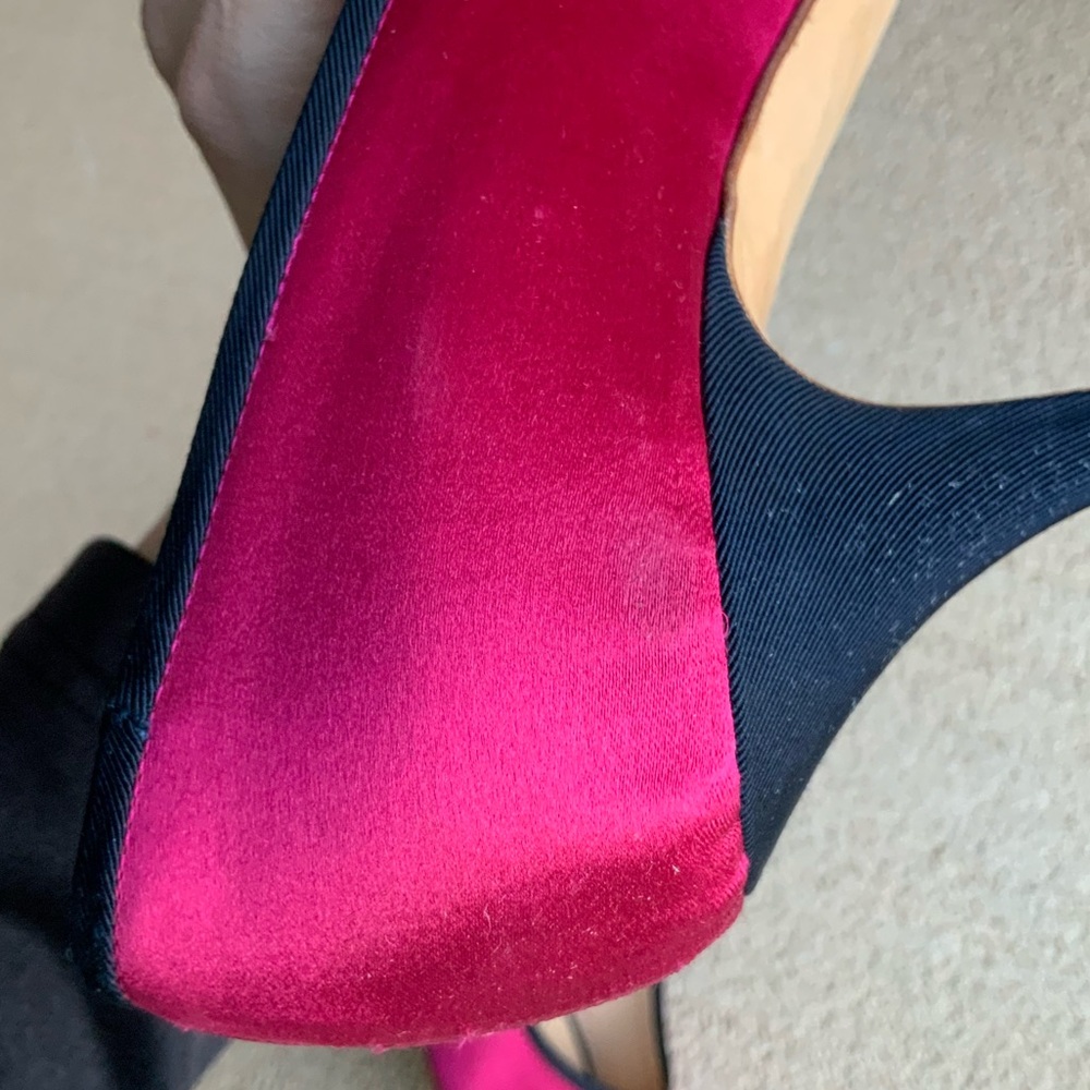 GIUSEPPE ZANOTTI Pink Black Satin Women's Peep Toe Pumps Heels Size 10 - Picture 4 of 15